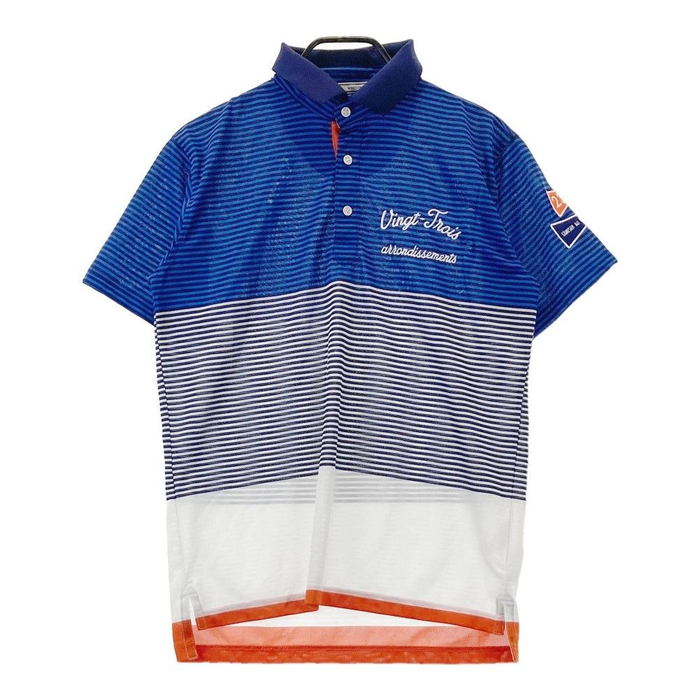 【即決】23区GOLF ニジュウサンクゴルフ 半袖ポロシャツ 総柄 ホワイト系 L [240001252538]【中古】メンズ