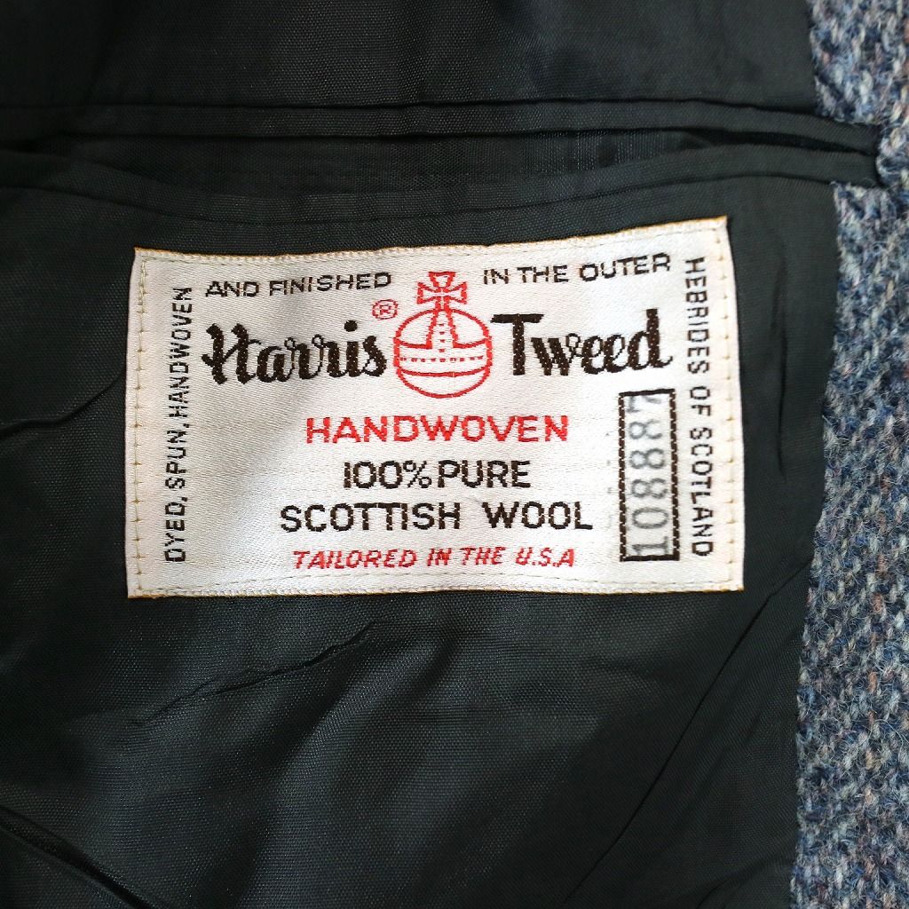 約50cm袖丈90年代 USA製 Harris Tweed ハリスツイード テーラードジャケット フォーマル ヘリンボーン グレー (メンズ Mサイズ相当)   N9266