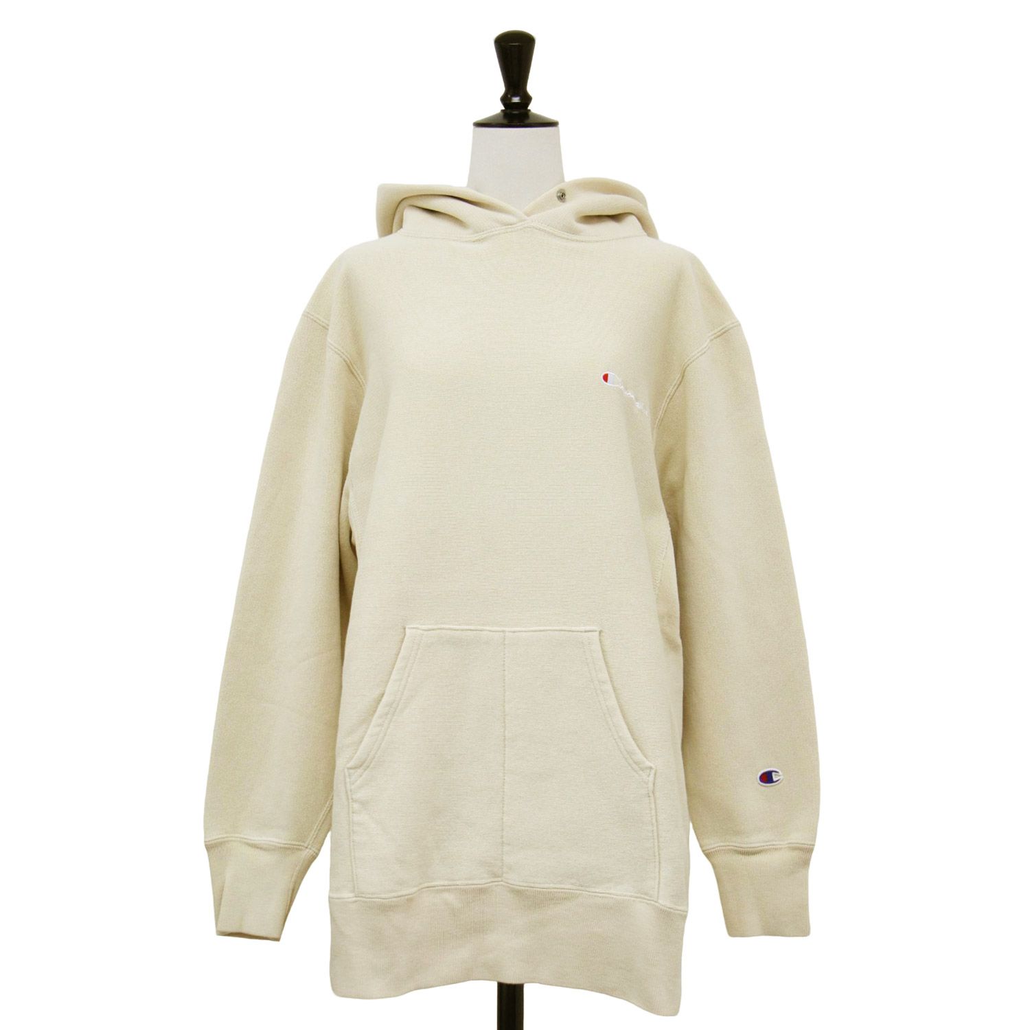 Champion チャンピオン FRAY I.D パーカー ベージュ サイズ | ロゴ 刺繍 フーディ パーカー | プルオーバー | 長袖 オーバーサイズ 裏起毛 コットン | トップス フーディー | コラボ レディース