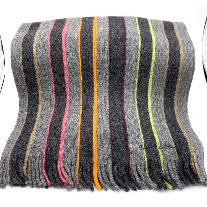 Paul Smith ポールスミス ウール マフラー グレー マルチストライプ
