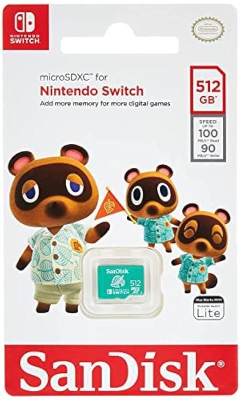 SanDisk - microSDXC UHS-I 512 Go Edition どうぶつの森 葉っぱ 任天堂スイッチ Switch Lite et Switch