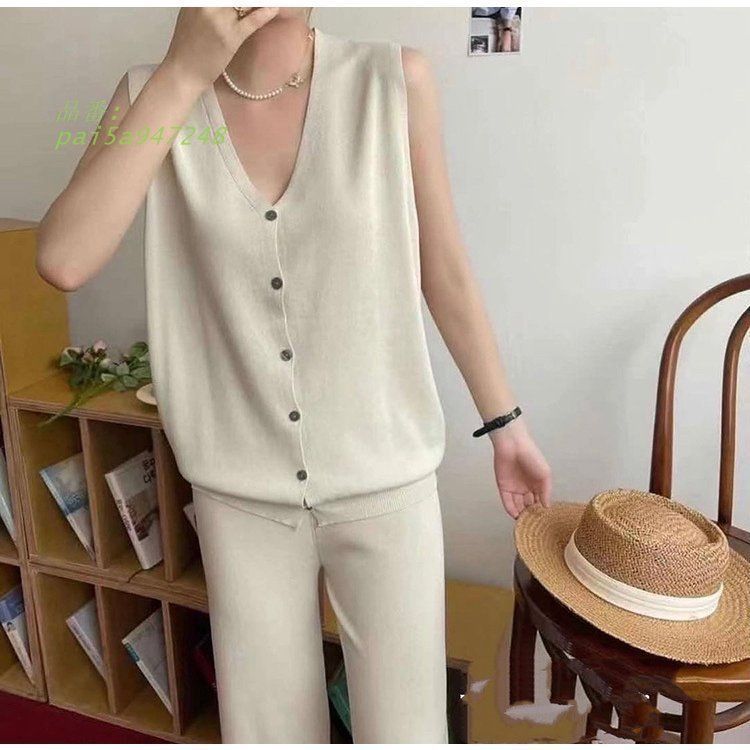 セットアップ レディース 40代 夏 ノースリーブセットアップ ロング丈ワイドパンツ 大きいサイズ カジュアル 着痩せ 大人 2点セット ゆったり オシャレ Vネック pai5a947248