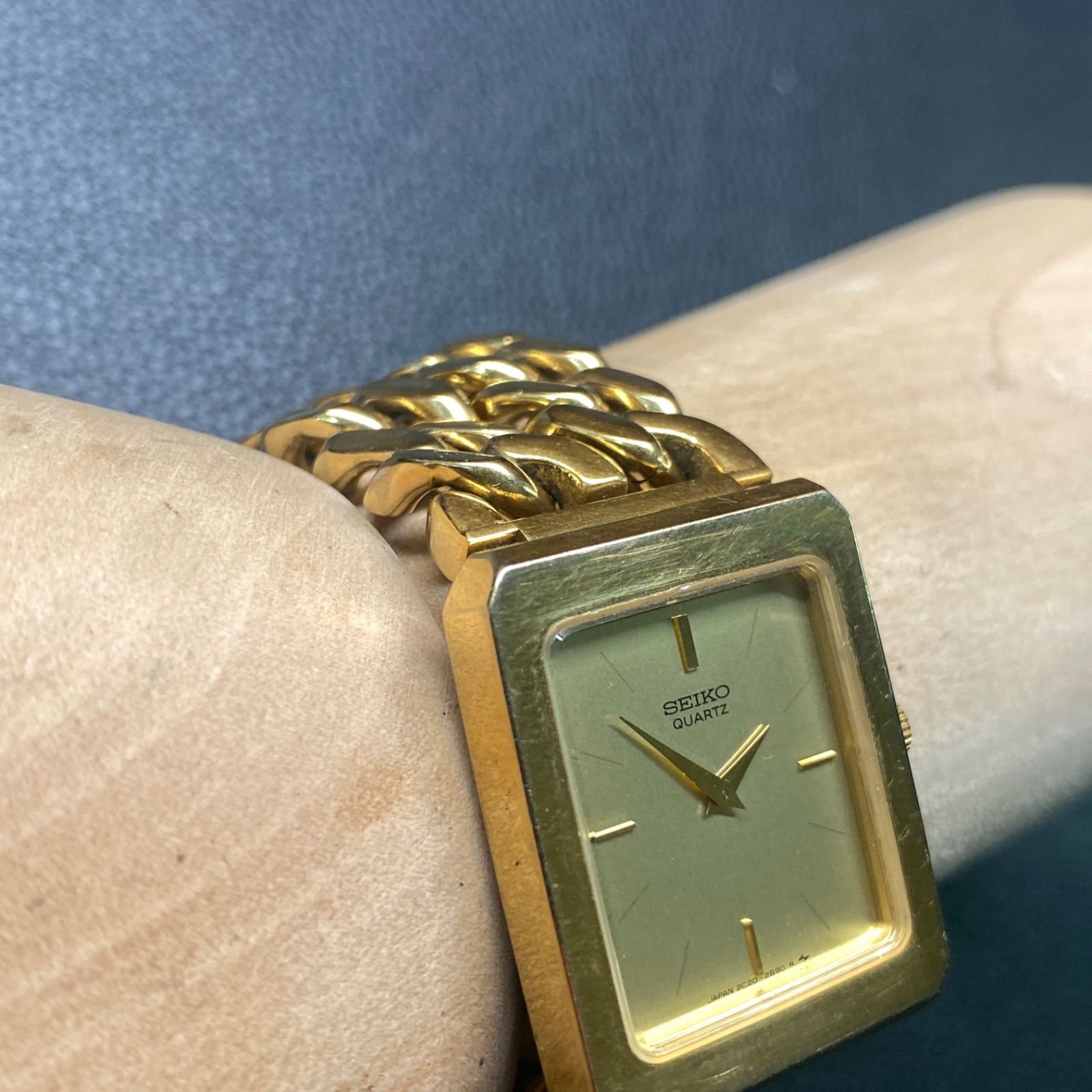 SEIKO ENCLINE チェーンゴールド時計 レア 希少 セイコー SEIKO 2020-6410 チェーンブレス スクエア