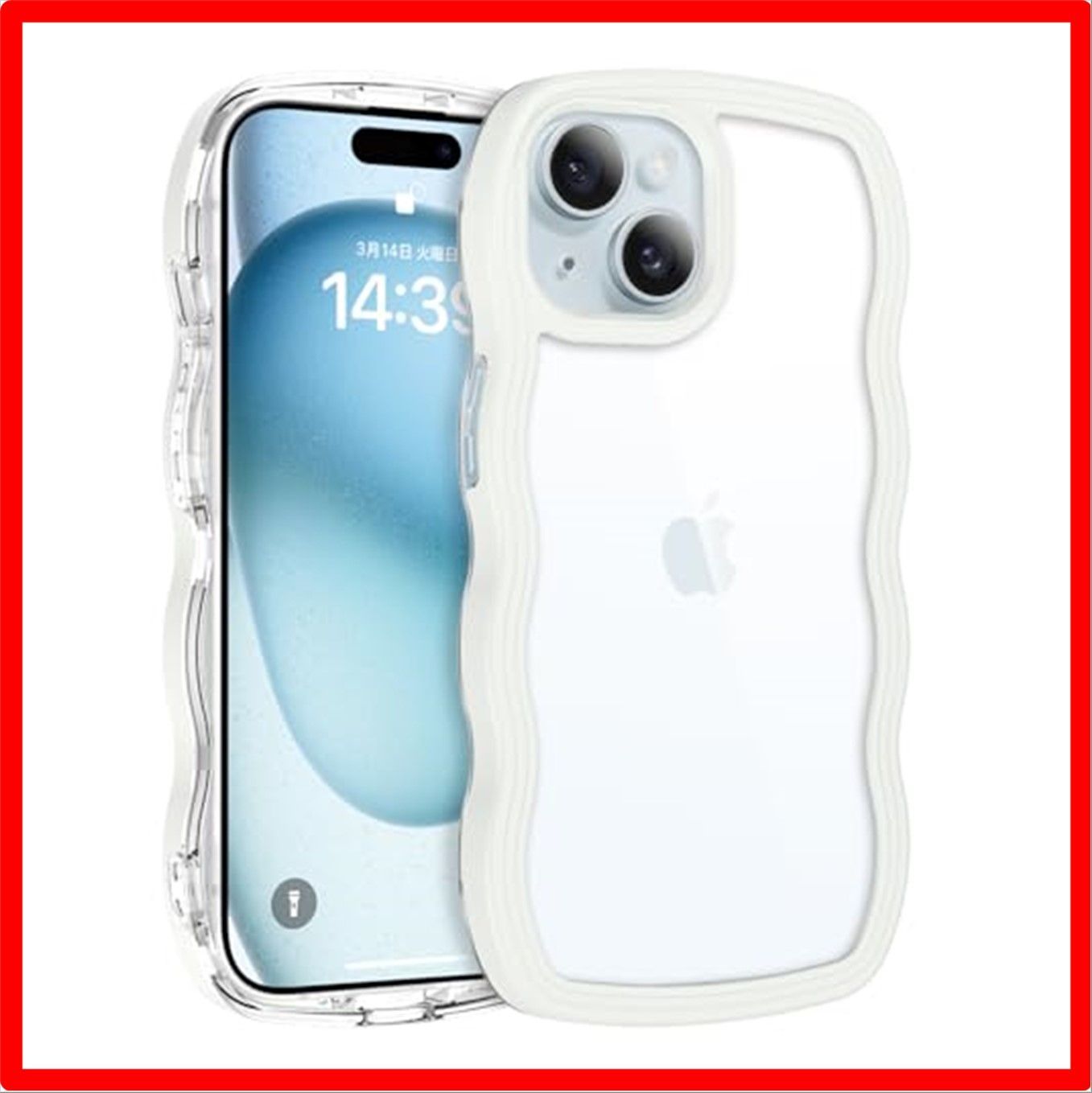 【セール中】 iPhone 15 Plus_ホワイト BENTOBEN iPhone 15 Plus ケース クリア 韓国 可愛い ウェーブ ソフト 滑り止め 