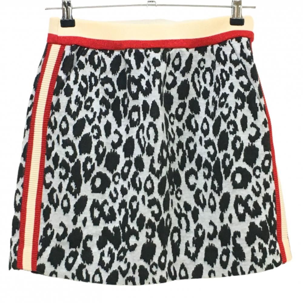 アルチビオ スカート 黒×白×レッド レオパード柄 裏地付 レディース 38 M ゴルフウェア archivio