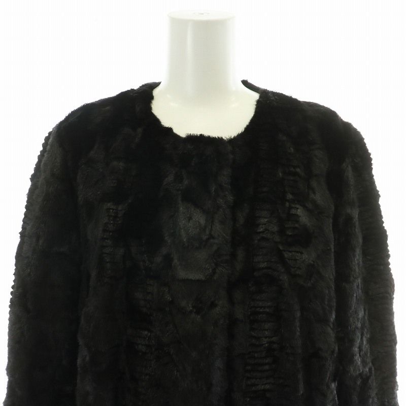 MaxMara studio黒 ファー切替コート マックスマーラファーコートロング