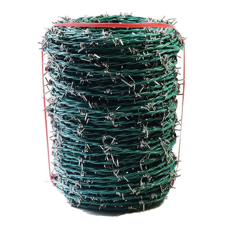 ダイドーハント DAIDOHANT 有刺鉄線 カラー バーブ 鉄 PVC被膜 太さ 14 2.0 mm x 長さ 100m 付属品 又釘 約60本 軍手 1