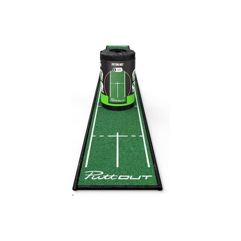 PuttOut スリムゴルフパッティングマット - グリーン - 94.45インチ x 9.8インチ (グリーン)