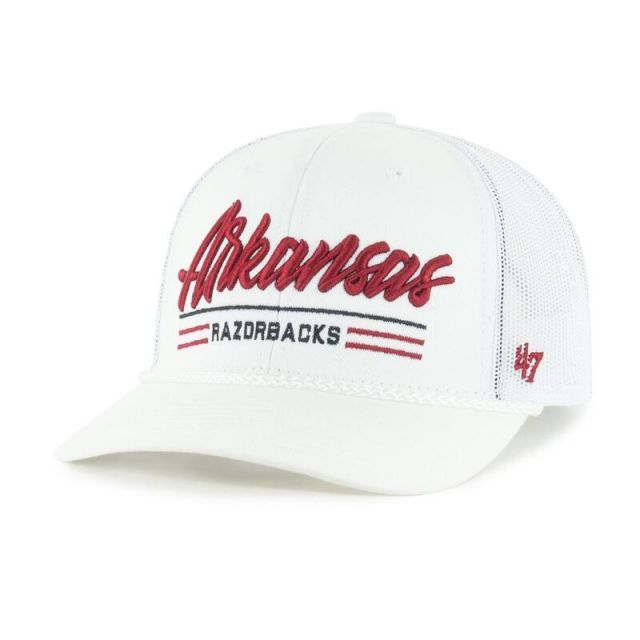 【送料無料】 フォーティセブンブランド メンズ 帽子 アクセサリー Men's '47 White Arkansas Razorbacks Garner Rope Trucker Adjustable Hat Ark White