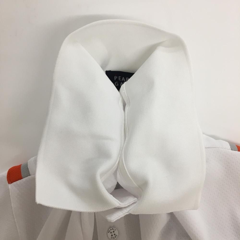 PEARLY GATES - 【美品】パーリーゲイツ 半袖ポロシャツ 白×オレンジ フロントロゴ サイドライン メンズ 5(L) ゴルフウェア 2024年モデル PEARLY GATES 美品】パーリーゲイツ 半袖ポロシャツ 白×オレンジ フロントロゴ