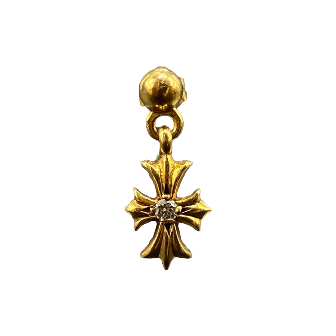 クロムハーツ 22k タイニーE CHプラスドロップピアス