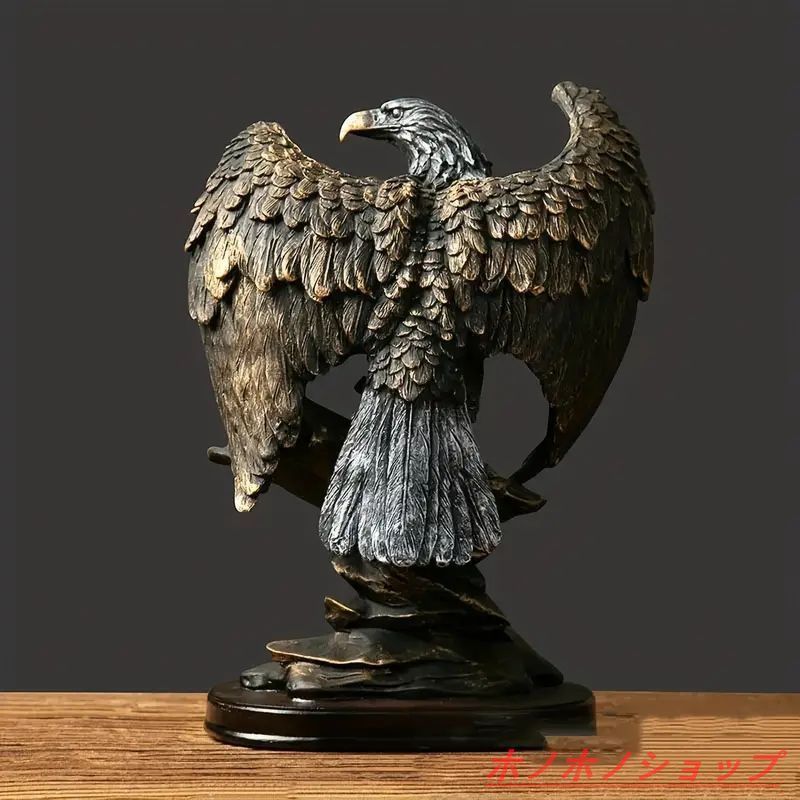 鷲の彫刻 透明感あるアートオブジェ 鷲の彫刻像】樹脂製オブジェ｜高級感あふれる装飾｜迫力ある鷲の