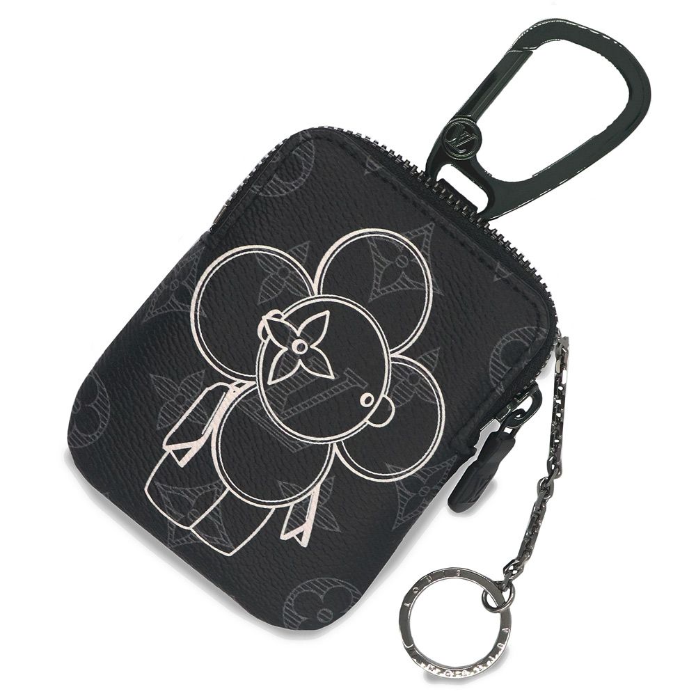 ルイ ヴィトン ヴィヴィエンヌ ジップ キーホルダー モノグラムエクリプス ブラック ブラック金具 M62895 LOUIS VUITTON ♥品