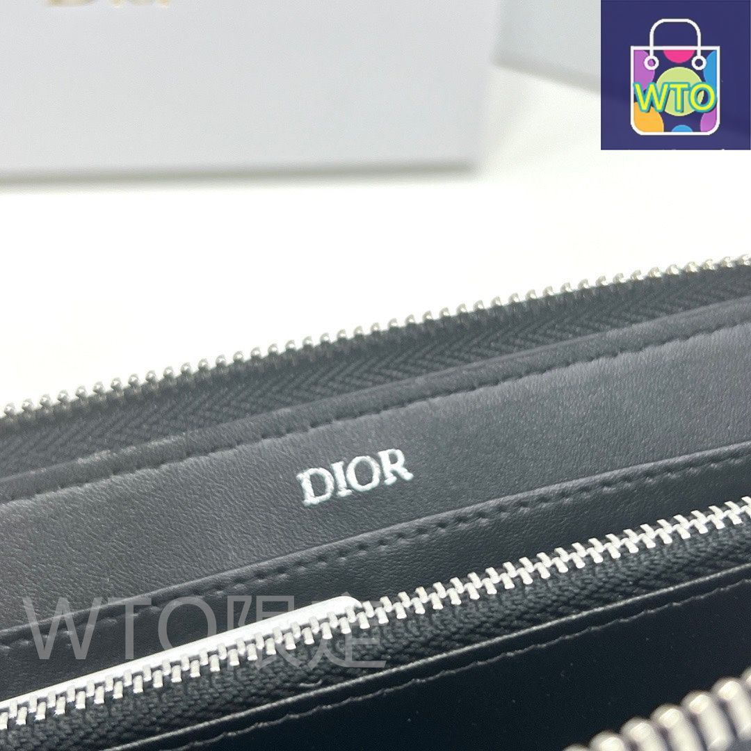 今日特価】Dior ディオール ロングジッパー財布 頭層牛皮製