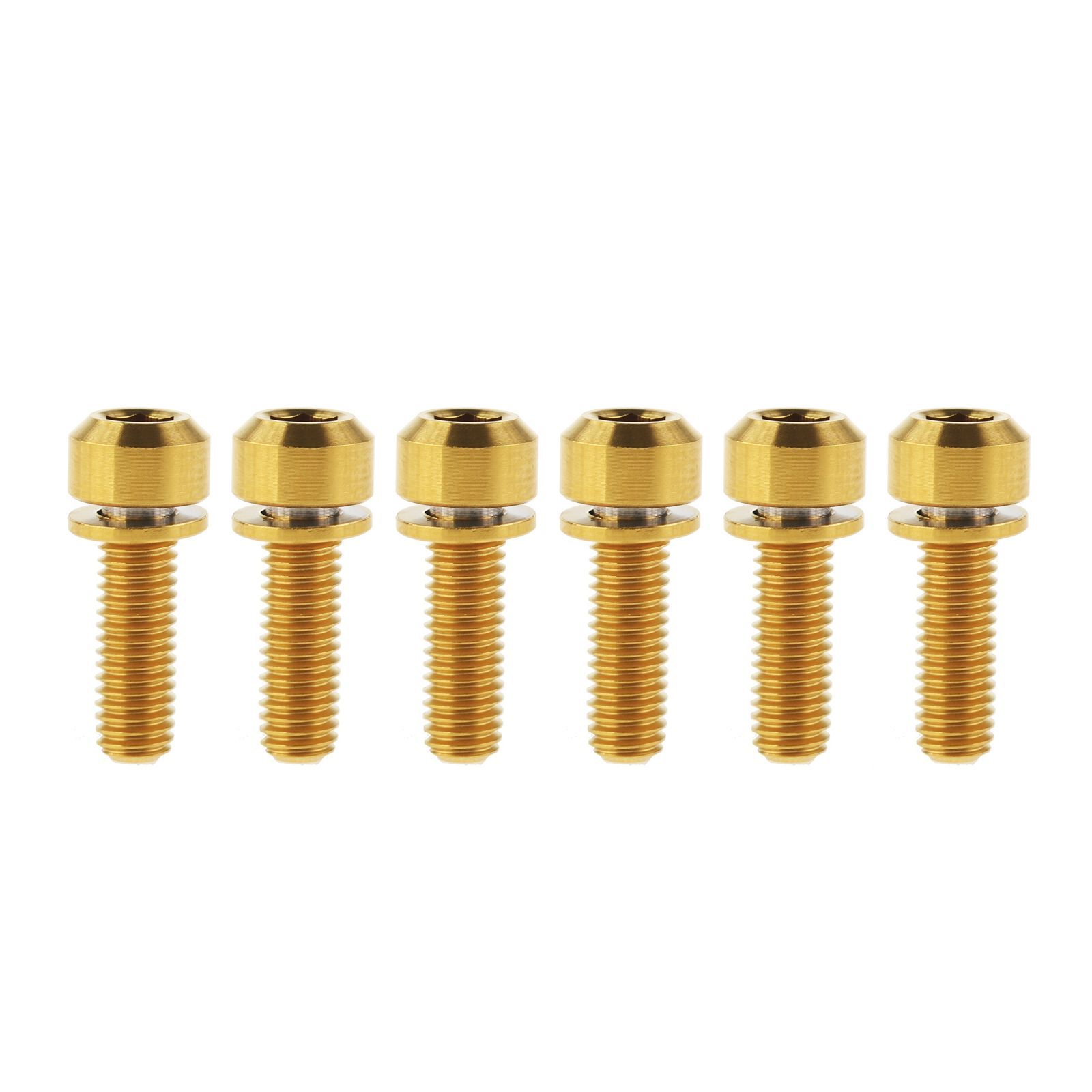 Color:ゴールド_Size:M5x16mm Dingtai 6個入り チタン自転車ボルトバイクステム M5x16mm M5x18mm M5x20mm 六角ボルト (ゴールド， M5x16mm)