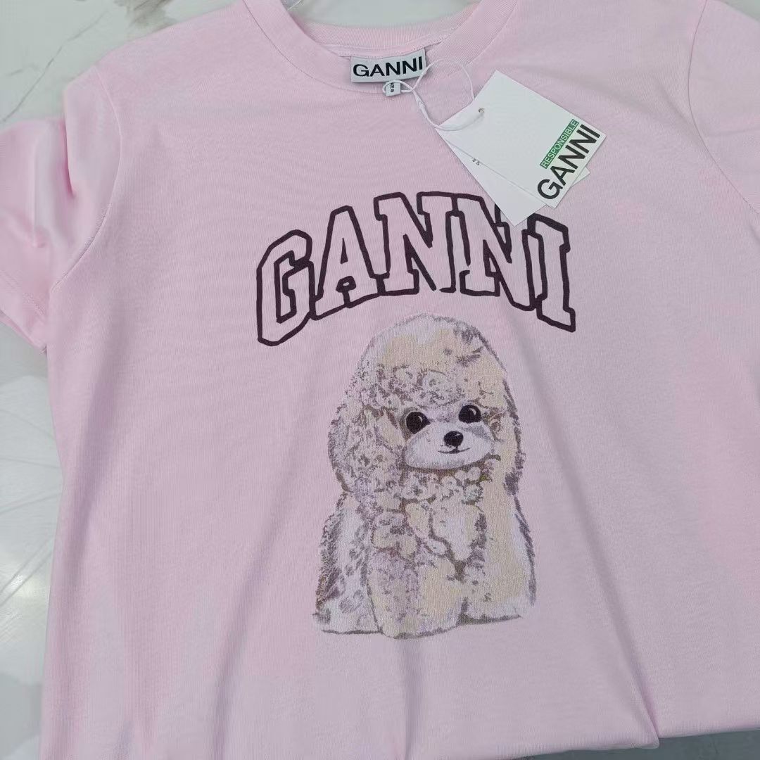 GANNI 動物プリント Tシャツ 半袖 GANNI半袖Tシャツ 動物プリント レディース 可愛い 3色展開