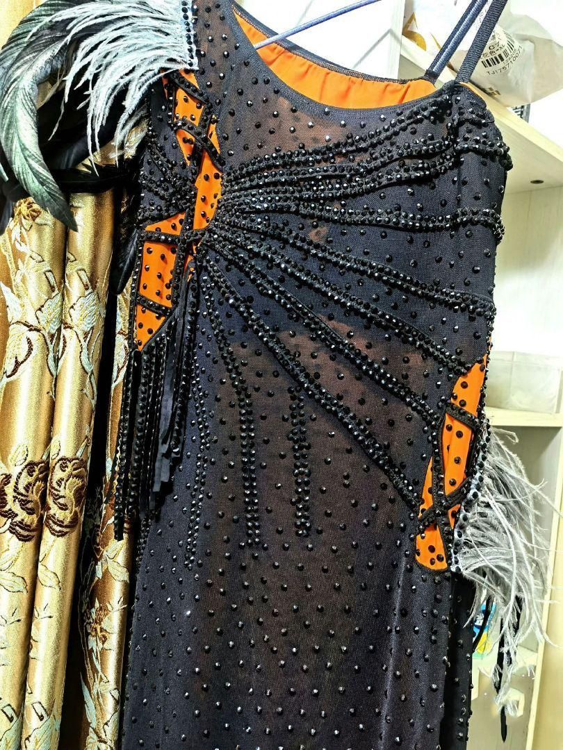 ★美品 社交ダンスドレス ラテンドレス ラテンワンピース 羽根 L タカダンス ラテンドレス 3L-00158 |社交ダンス ラテン