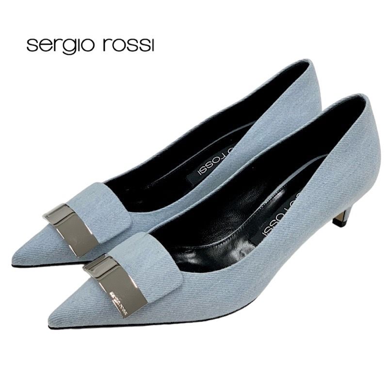 未使用 セルジオロッシ sergio rossi sr1 パンプス 靴 シューズ ロゴ