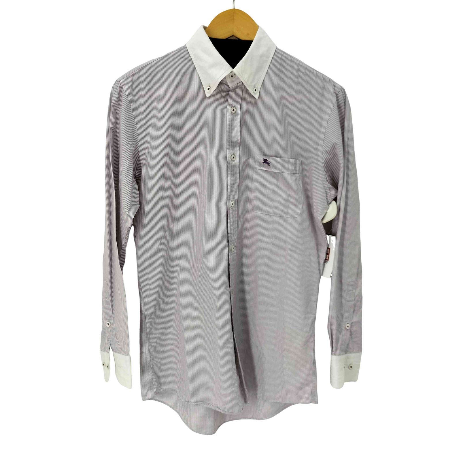 【ほぼ未使用】BURBERRY BLACK LABEL　クレリック シャツ　L バーバリーブラックレーベル BURBERRY BLACK LABEL L/S フロント