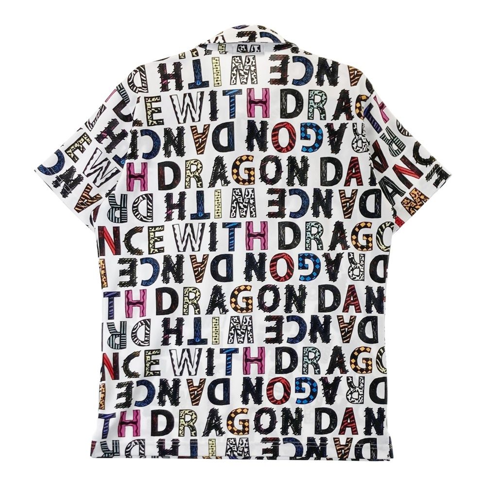 サイズ：3 DANCE WITH DRAGON ダンスウィズドラゴン  半袖ポロシャツ チビドラ 総柄 ブラック系 [240101438473] ゴルフウェア メンズ ストスト サイズ：3 DANCE WITH DRAGON ダンスウィズドラゴン ×MULGA THE
