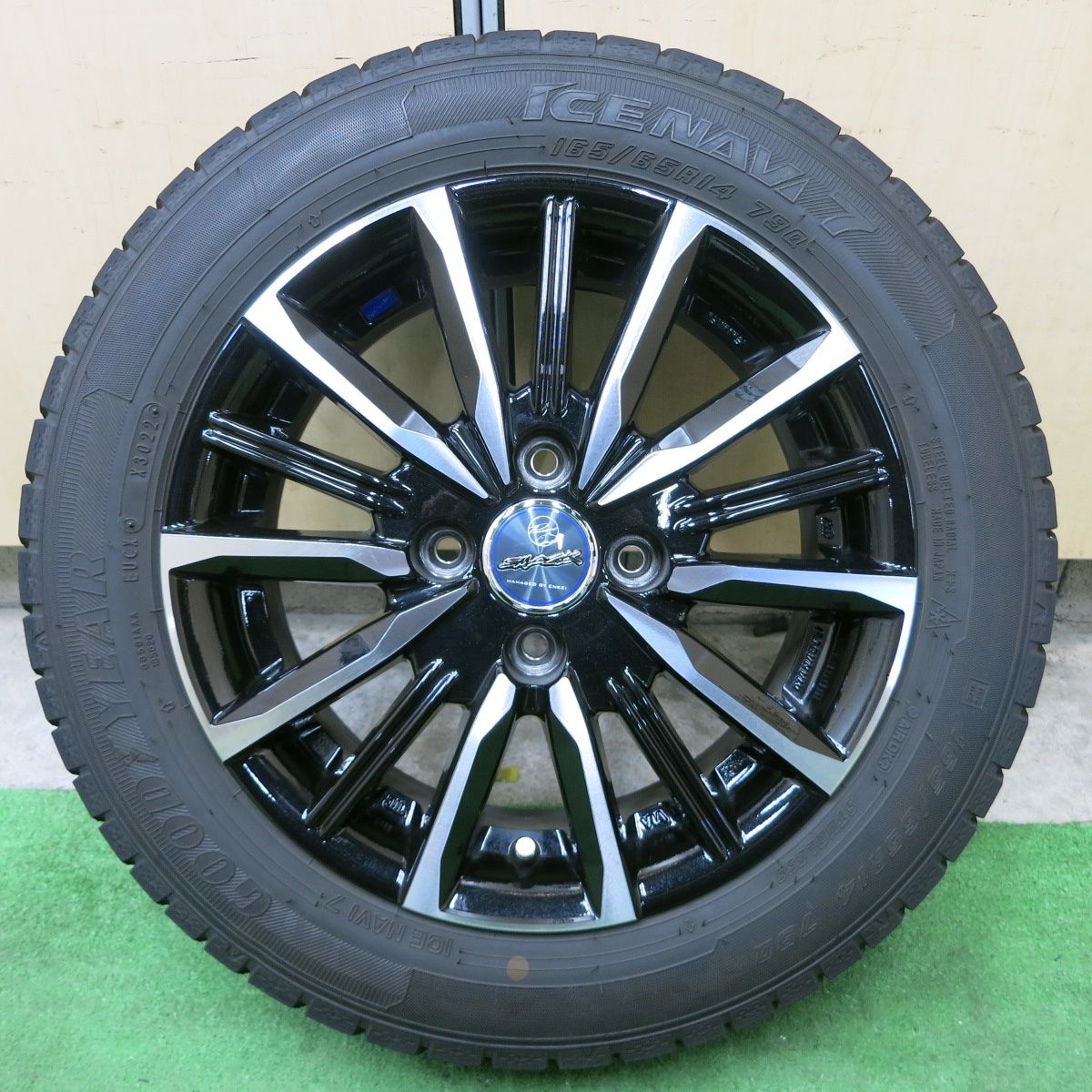 バリ溝 22年 キレイ 9分 1本 スタッドレス 165|65R14 グッドイヤー アイスナビ7 SMACK ENKEI 14インチ スマック エンケイ PCD100|4H 5051402ナス