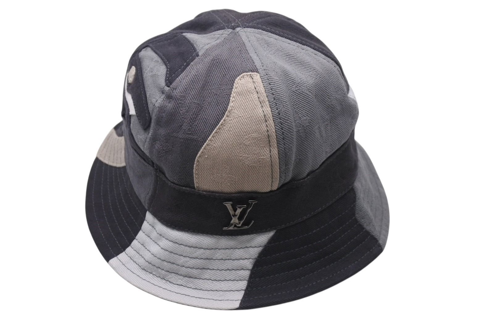 LOUIS VUITTON ルイヴィトン バケットハット LV ポートレート ハット M7186M グレー ホワイト ブラックメタル金具 4b000626