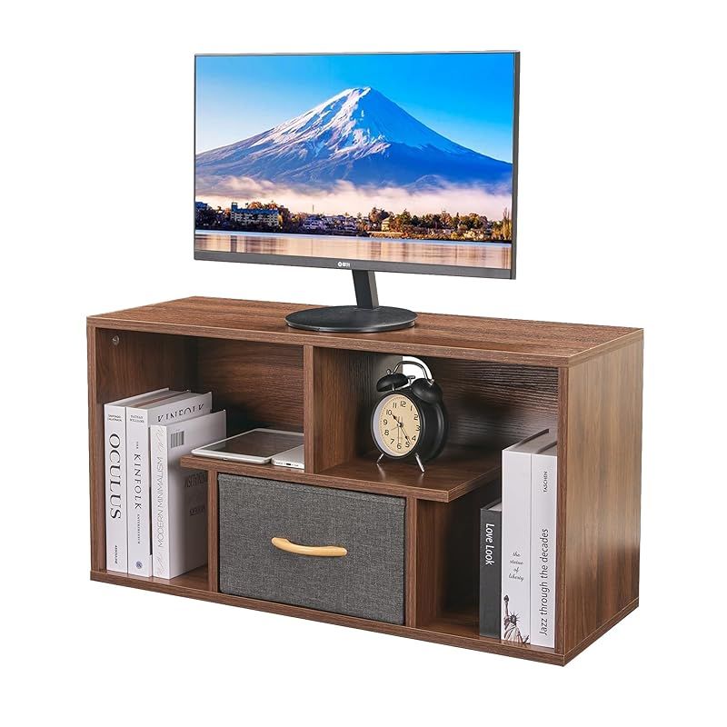 VECELO テレビ台 テレビボード ローボード24-32型推奨 幅80*奥行き30*高さ42cm 24型 26型 32型 引き出し付き オープン 組み立て簡単 おしゃれ 多用途 コンパクト ブラウン 0