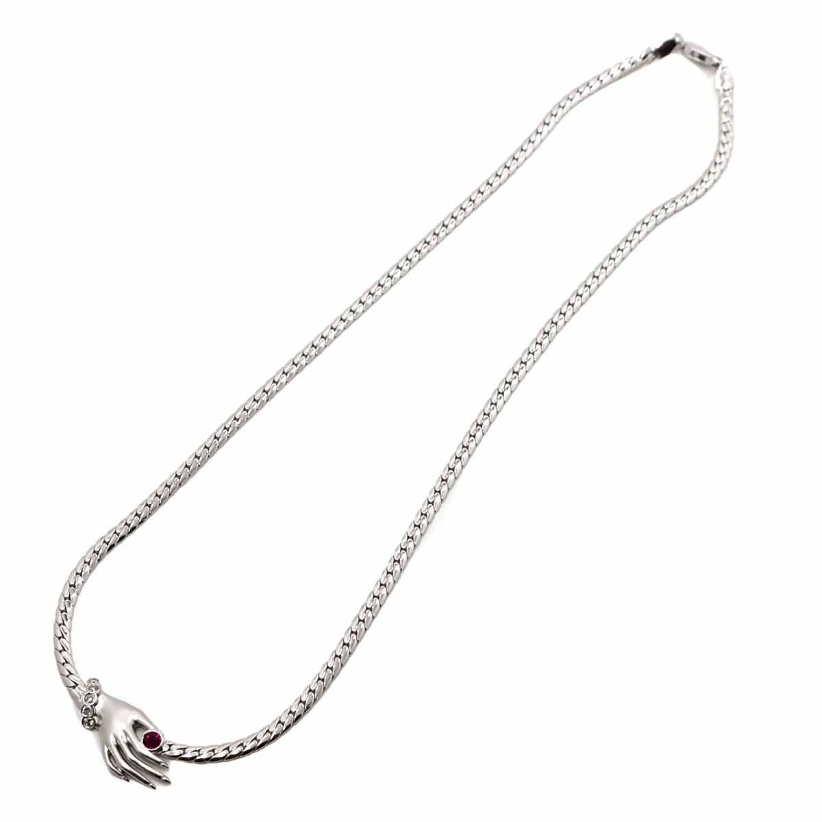 ルビー ダイヤ ネックレス 41cm K18 WG ホワイトゴールド 750 Ruby Necklace 90216246