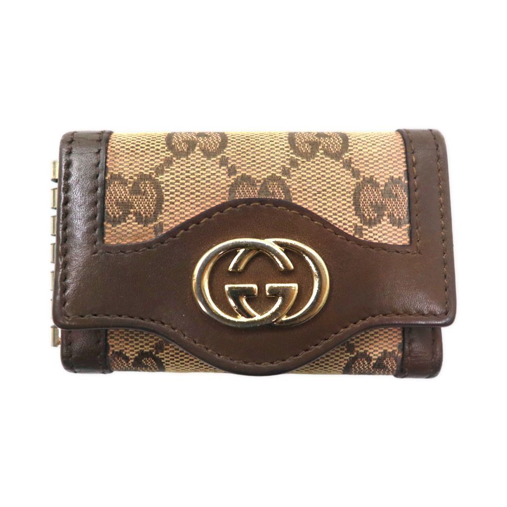 GUCCI グッチ GGキャンバス 6連キーケース レザー ダークブラウン 新品箱付✨GUCCI グッチ GG キャンバス 6連 キーケース