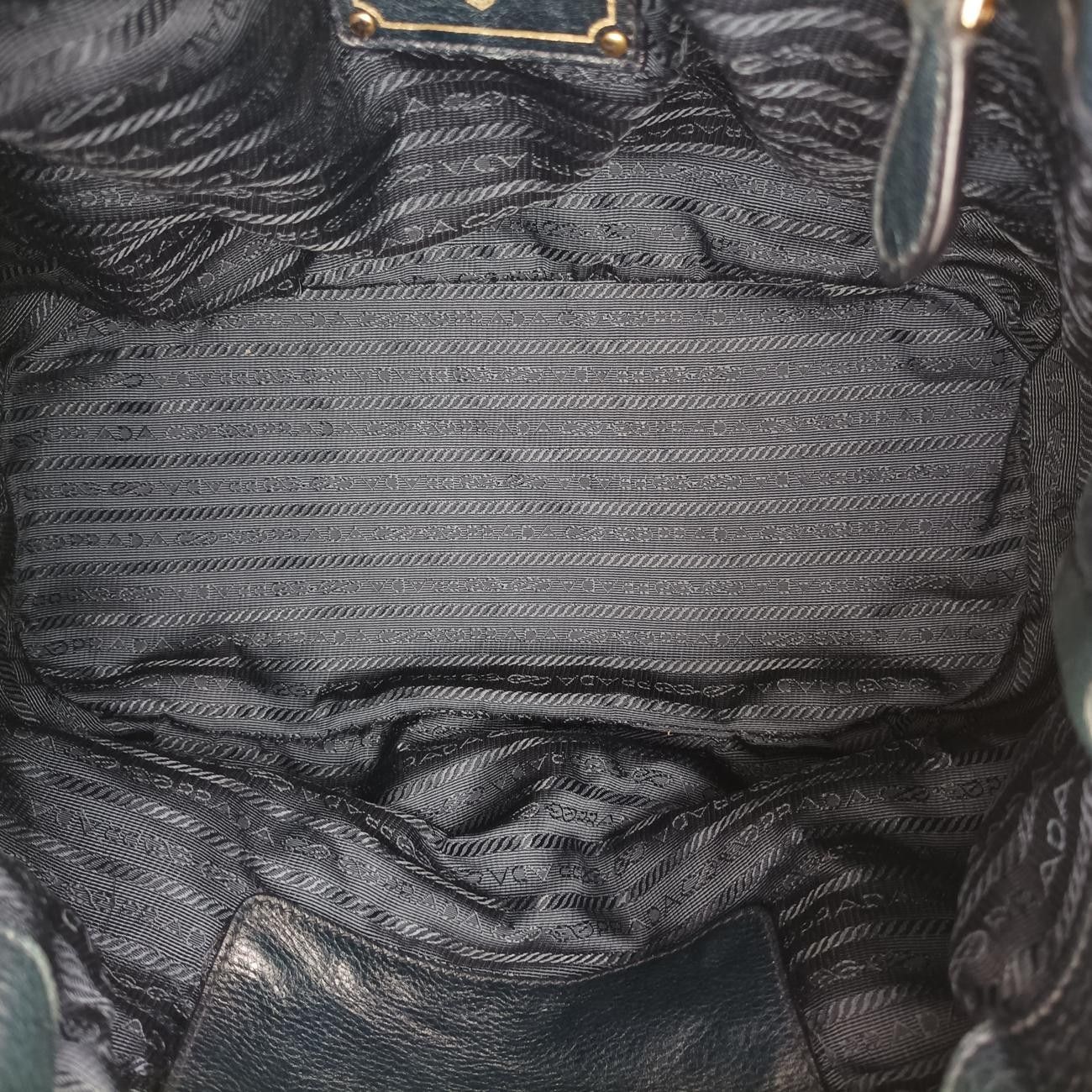 プラダPradaスクエアバックルネイビー×ブラウンレザーBN1773129