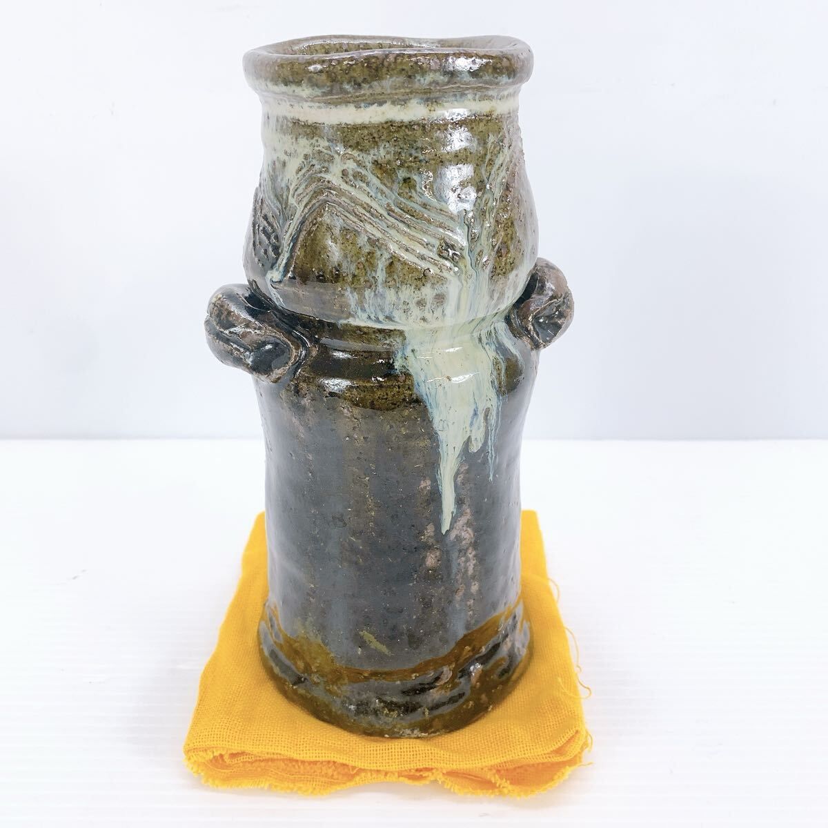 田中左次郎 朝鮮唐津 花入 共箱 栞 真作保証 田中 左次郎 朝鮮 唐津