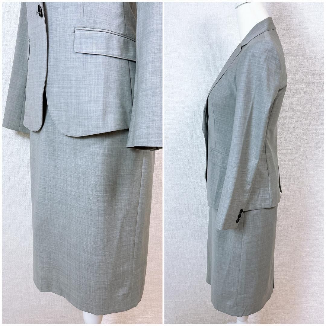 インディヴィ スカートセットアップ スーツ 36 38 グレー 春夏 MAAHADDERANG_COM