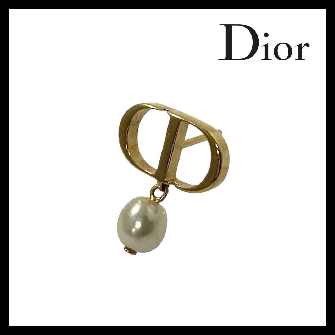 Dior ロゴパール片耳用ピアス 新品 Christian Dior CD ロゴ パールピアス ディオール 片耳