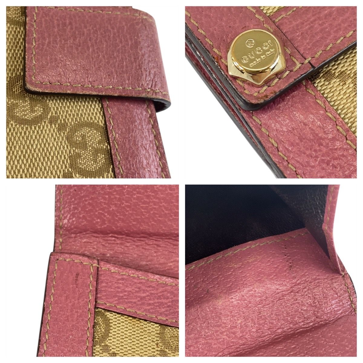 GUCCI グッチ ベージュ ピンク ゴールド金具 GGキャンバス