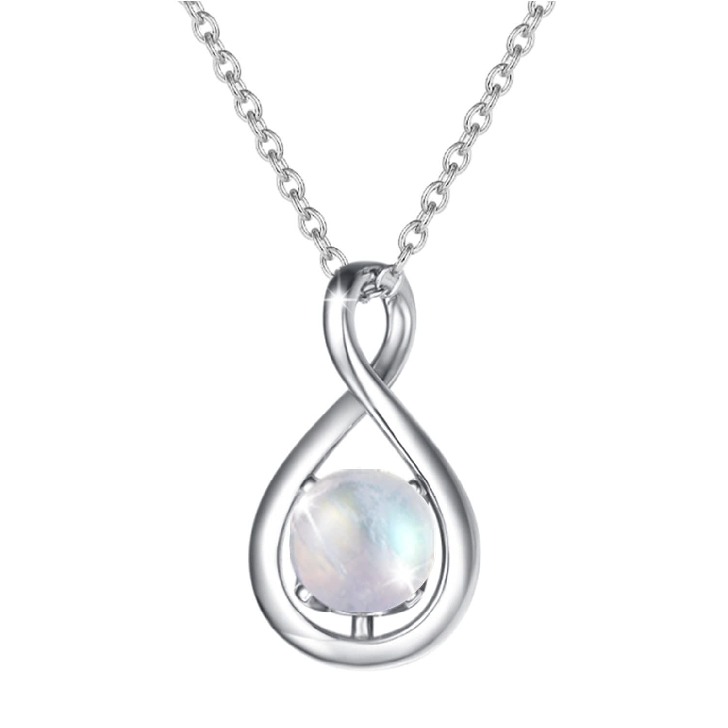 Agvana ネックレス レディース 天然石 ムーンストーン 6月 誕生石 しずくモチーフ シルバー925 クリスマス ホワイトデー お返し 誕生日 母の日 プレゼント なBOX付き 6月ムーンストーン