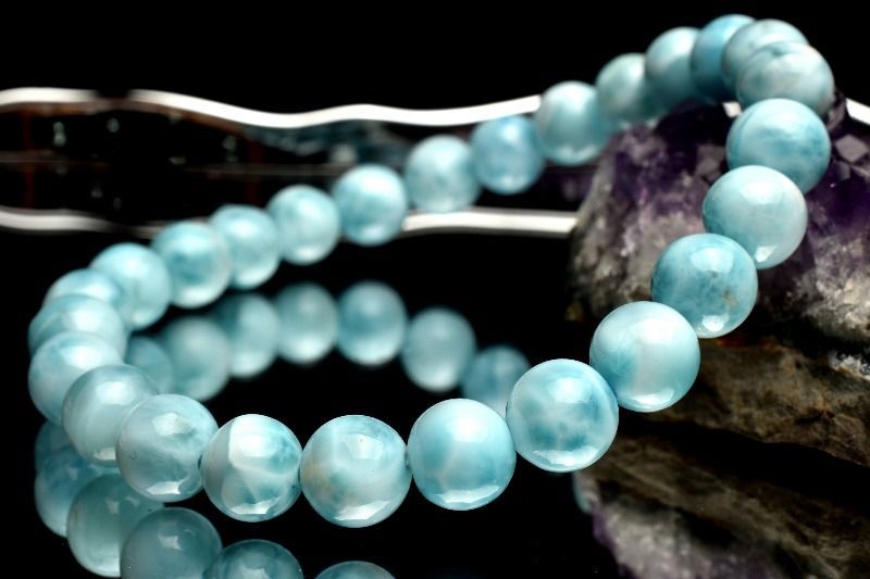 1点物】AA☆美しい波模様 ラリマー 7mm ブレスレット