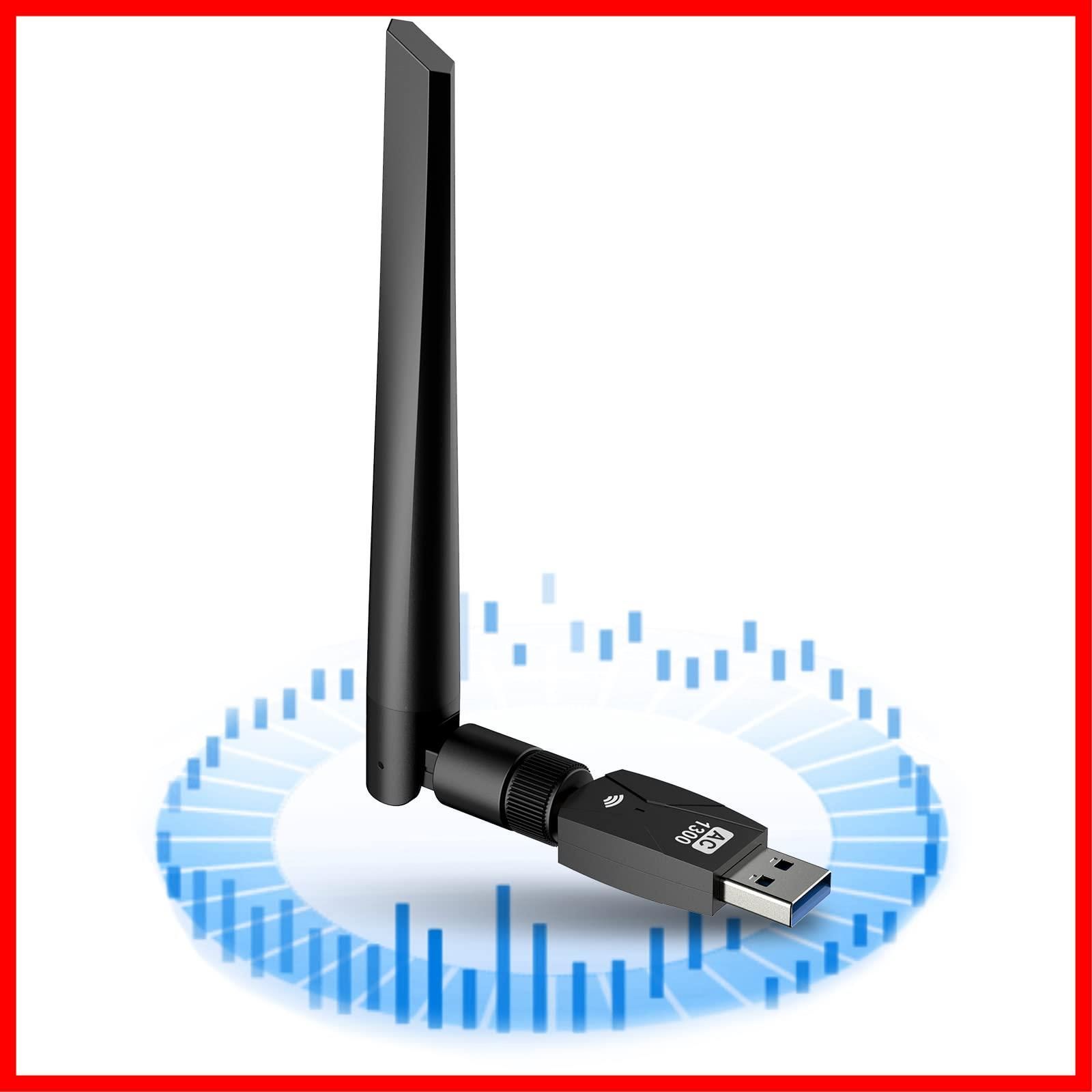 【新着商品】KIMWOOD wifi usb 1300Mbps USB3.0 無線lan 子機 2.4G/5G デュアルバンド 5dBi超高速通信 wifi 子機 360回転アンテナ Windows11/10/8/7/ XP/Vista/Mac OS対応 ア