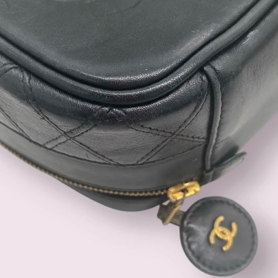 シャネル バニティバッグ コスメポーチ ビコローレ ラムスキン ココマーク 黒色 CHANEL シャネル バニティバッグ 化粧ポーチ メイク ビコローレ