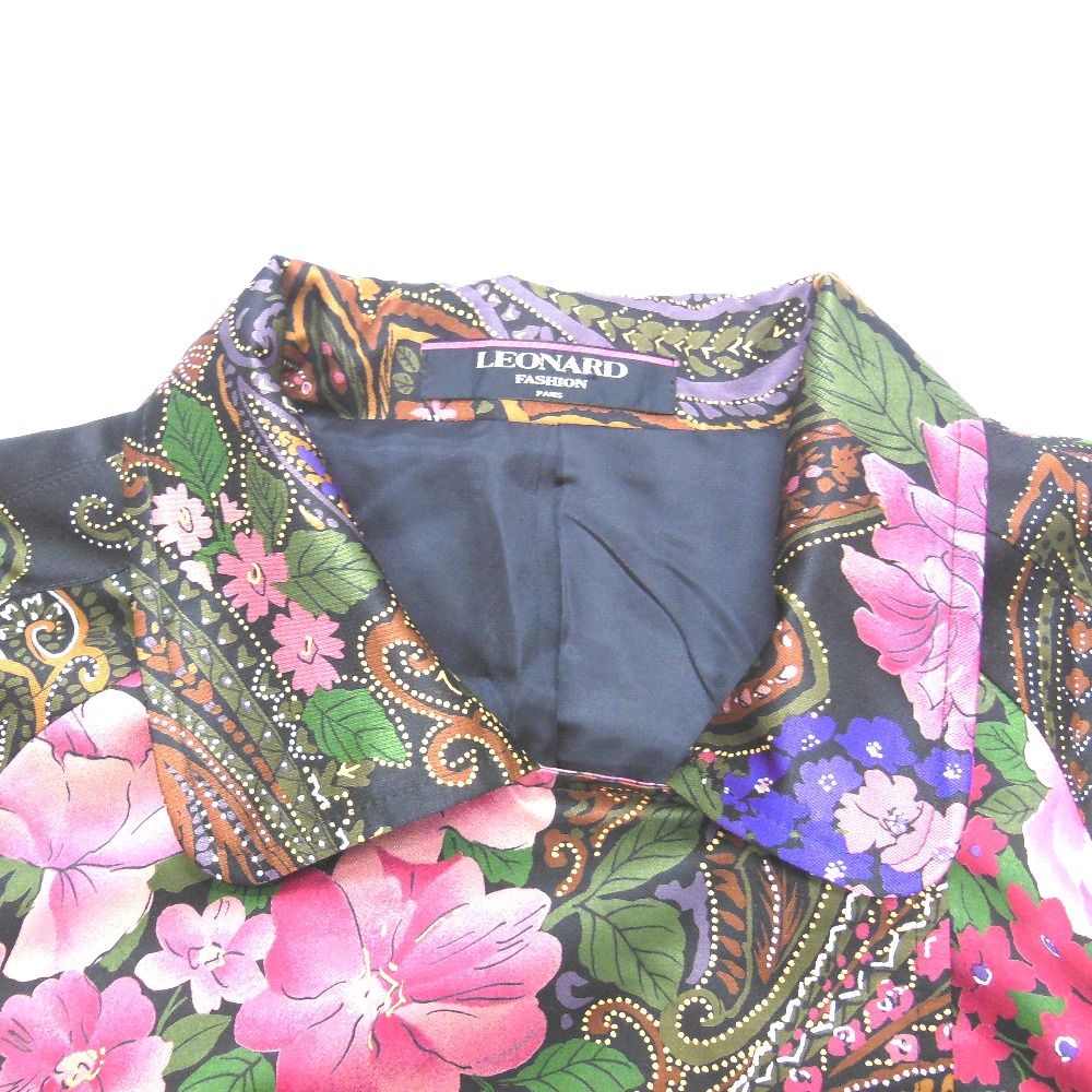 NA371016 レオナール ロングコート 花柄/フラワーデザイン ブラック