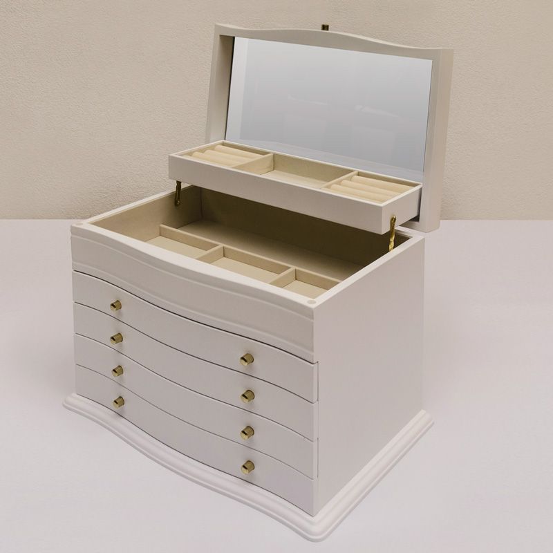 ジュエリーボックス アクセサリーボックス アクセサリーケース ジュエリーBOX 小物入れ 宝石箱 鏡付き 指輪 ピアス ヘアピン ホワイト WH S100 JMC-210WH▲ 1.3 ジュエリーボックス WH