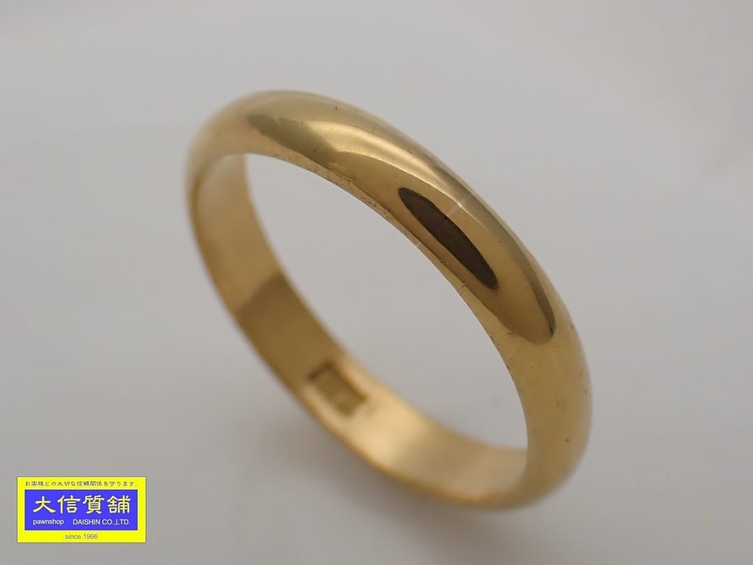 純金 K24 イエローゴールド 甲丸リング 10号 3.37g 中古B+ 【送料無料  