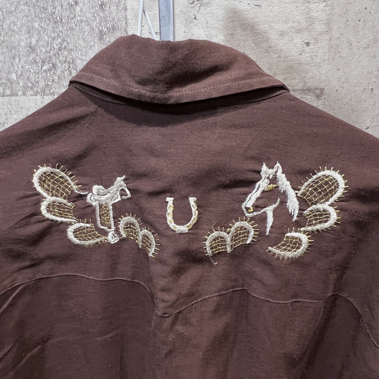 USA製 COWBOY JOE ウエスタンシャツ M 刺繍 ホースシュー 馬蹄