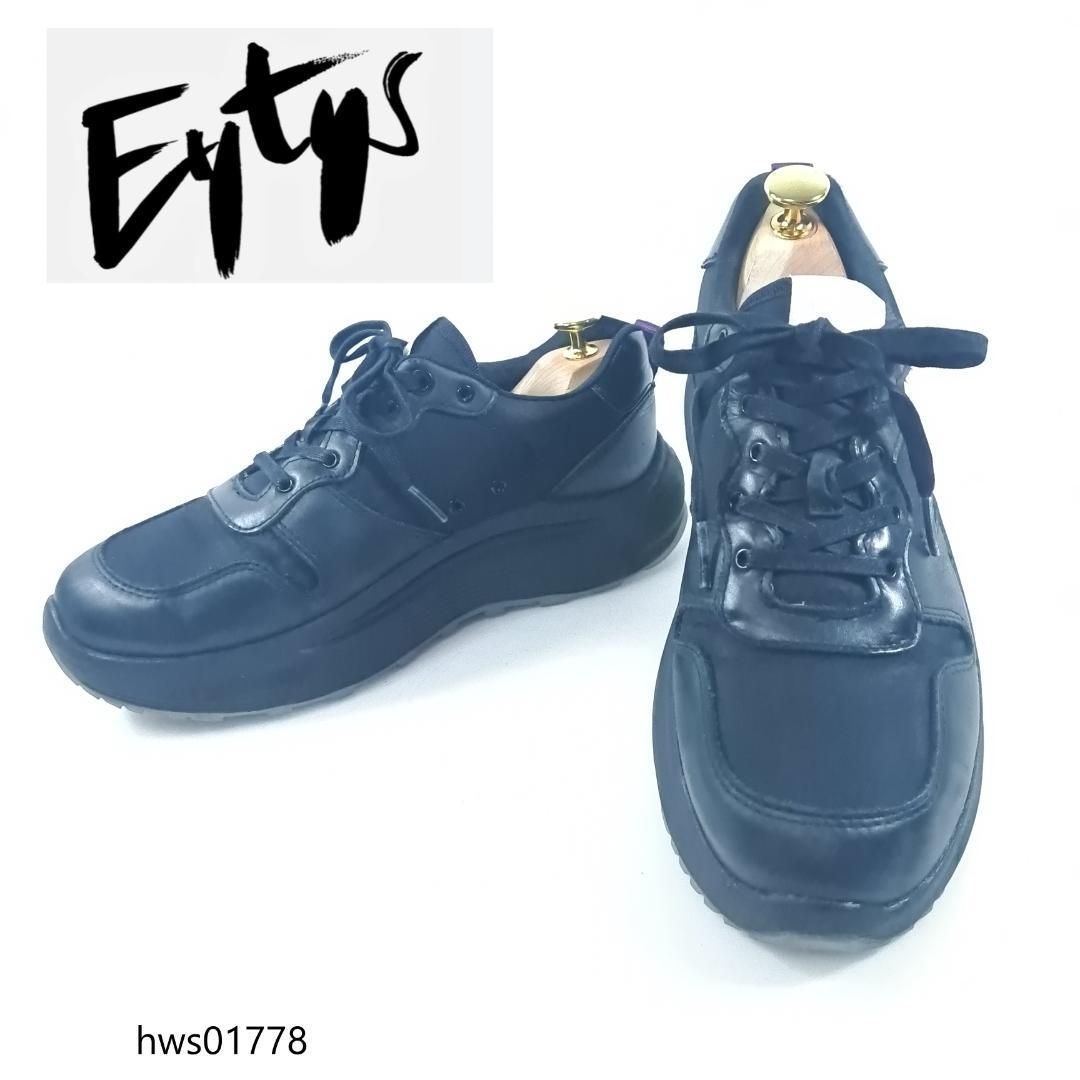 EYTYS スニーカー 厚底 25cm ブラック レザー 化繊 レースアップ