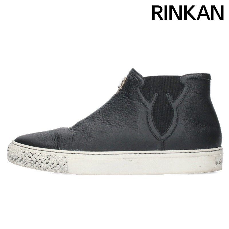 クロムハーツ サイズ:41  MID TOP ミッドトップ ダガー装飾サイドゴアレザースニーカー 中古 NO05 クロムハーツ MID TOP/ミッドトップ ダガー装飾サイドゴアレザー