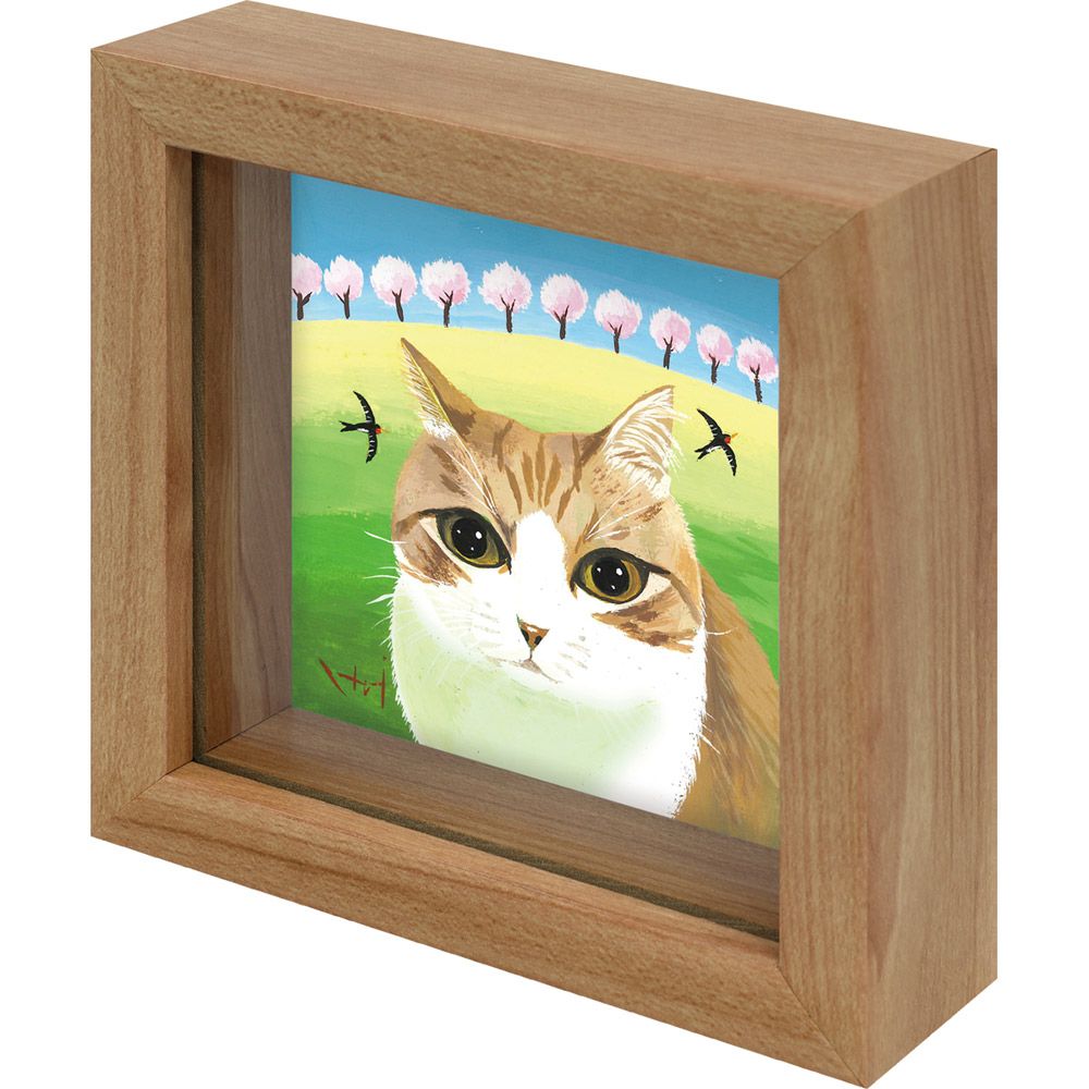 絵画 糸井忠晴 ミニミニボックスフレーム「春にて」 かわいい 猫