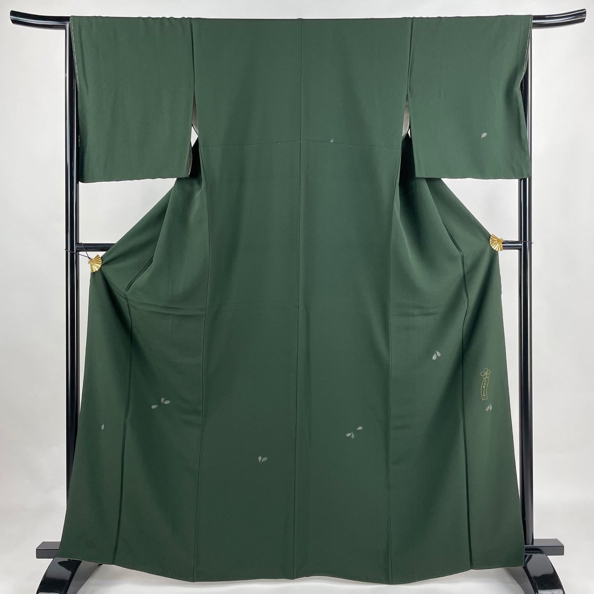 小紋 身丈162.5cm 裄丈66cm M 袷 辻村ジュサブロー 落款 萩 縮緬 灰色  