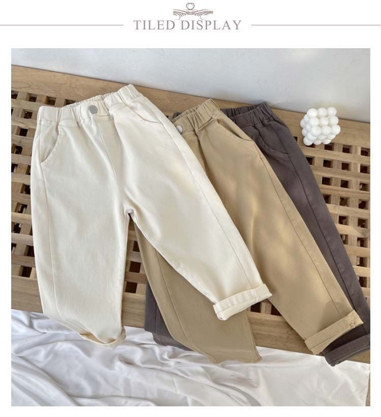 全国送料無料！ テーパードパンツ キッズ 送料無料 子供 女の子 男の子 キッズ 子供服 カジュアルパンツ ズボン ボトムス ウェストゴム 無地 ポケット付き かわいい シンプル goudoudou5540