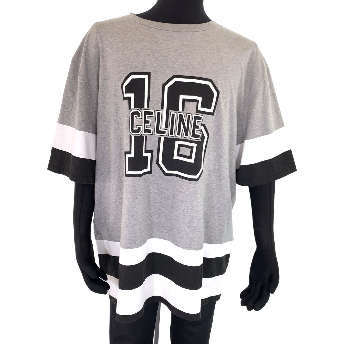 夏セールセリーヌ　CELINE ロゴ　Tシャツ　グレー　コットン　レディース メンズ Tシャツ/カットソー(半袖/袖なし)