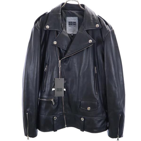 未使用 ボリーニ レザー ライダースジャケット 50 ブラック系 BOLINI 