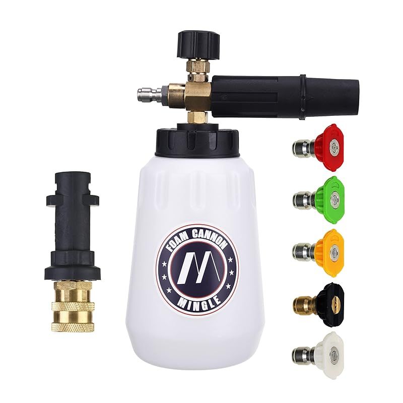 M MINGLEフォームキャノン Compatible Karcher K2、K3、K4、K5、K6、K7高圧洗浄機用 交換部品 ノズルチップ×5付き 1/4インチ（0.635cm）クイックコネクタ 0